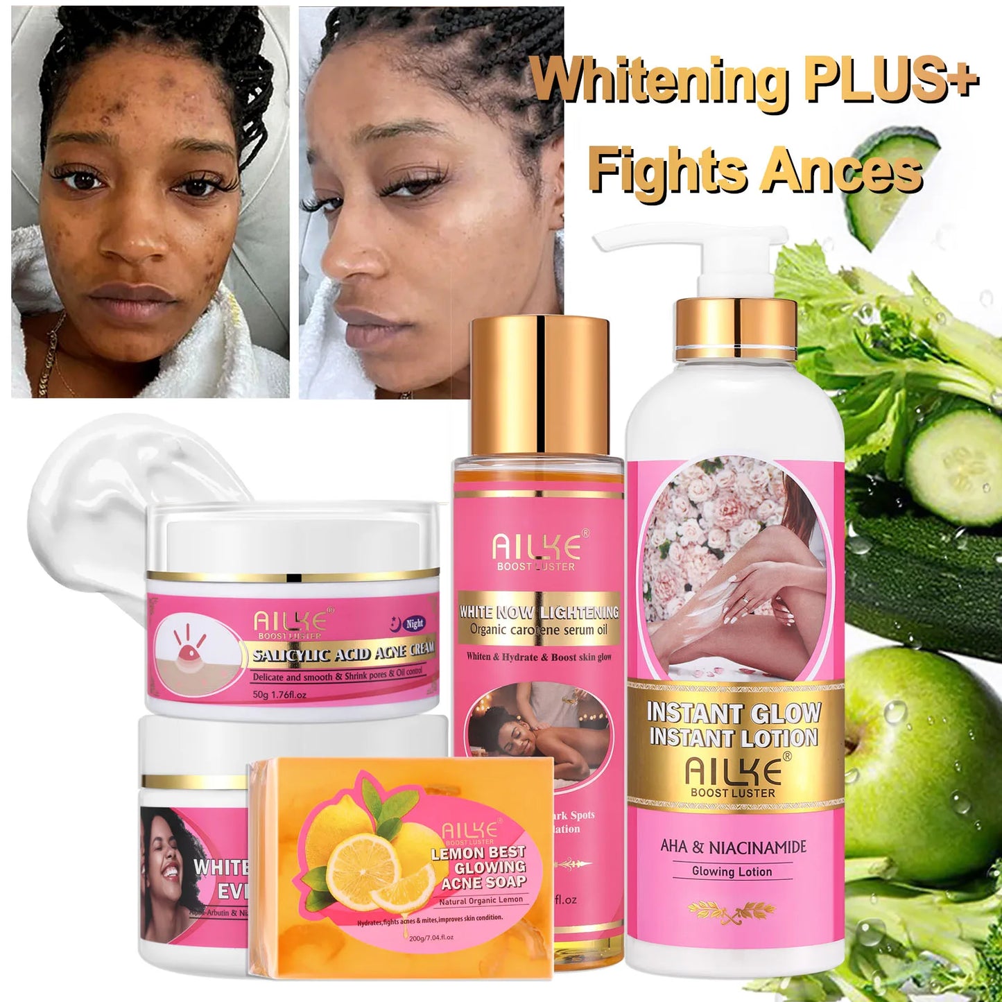 Natural Skin Cleansing Set,  Moisturizes, Whitening, Boost Radiance To The Skin. Organic, Vegan