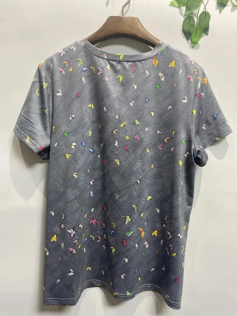 Print Tees Casual Street Tops Woman Clothing Short Sleeve Women's T-Shirt Chic