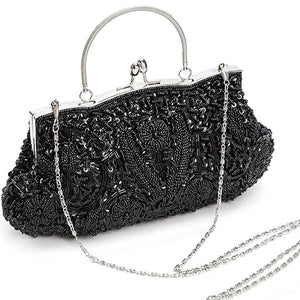 Fashion Retro Women Evening Bags Beaded Ladies Clutch Purse Shoulder Chain Wedding Party Women's Handbag Purses and Handbags