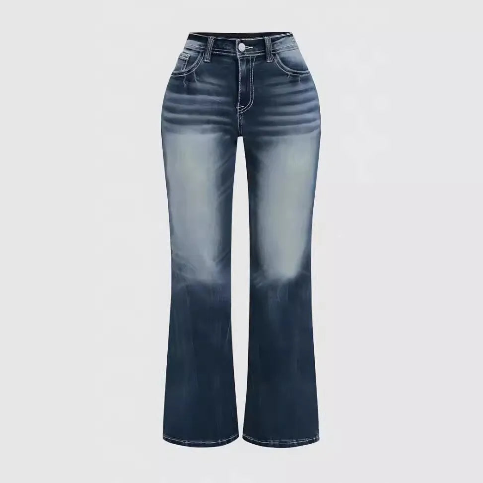 Women's Denim flared pants European and American style casual jeans suitable for daily travel
