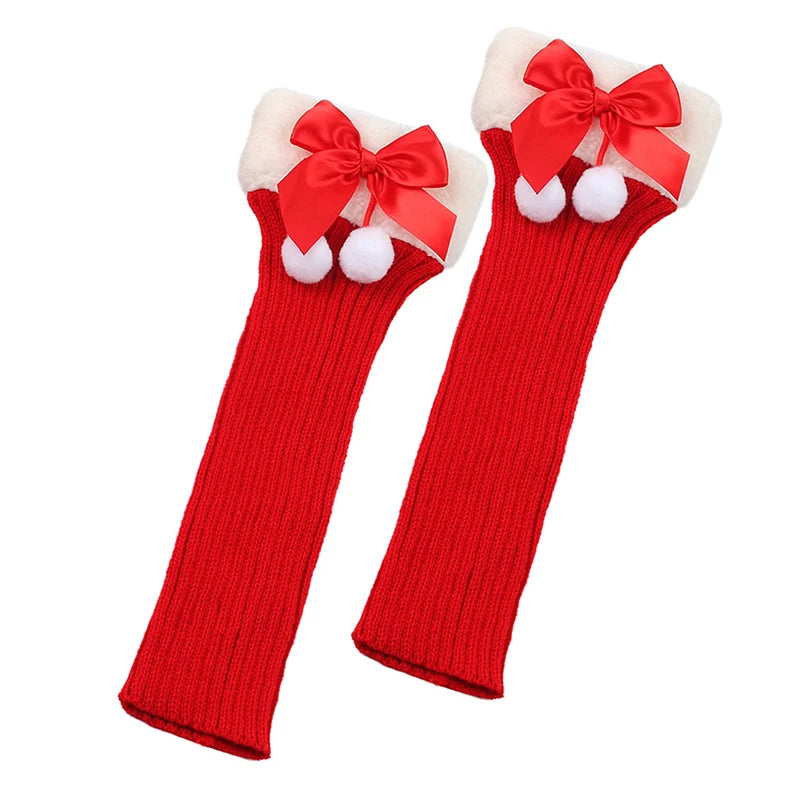 Winter Knit Leg Warmers with Faux Fur Trim and Button Detail Cozy Knee High Boot Socks Cable Knit Leggings