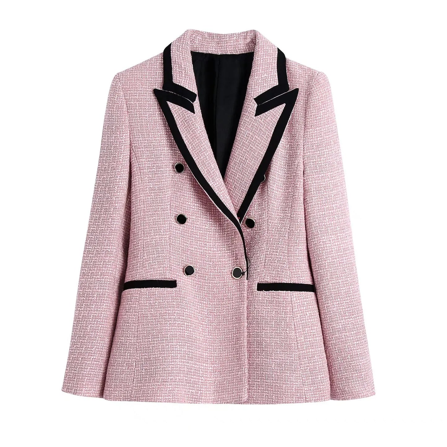 women's clothing style fashionable and versatile slim fit light pink texture suit jacket