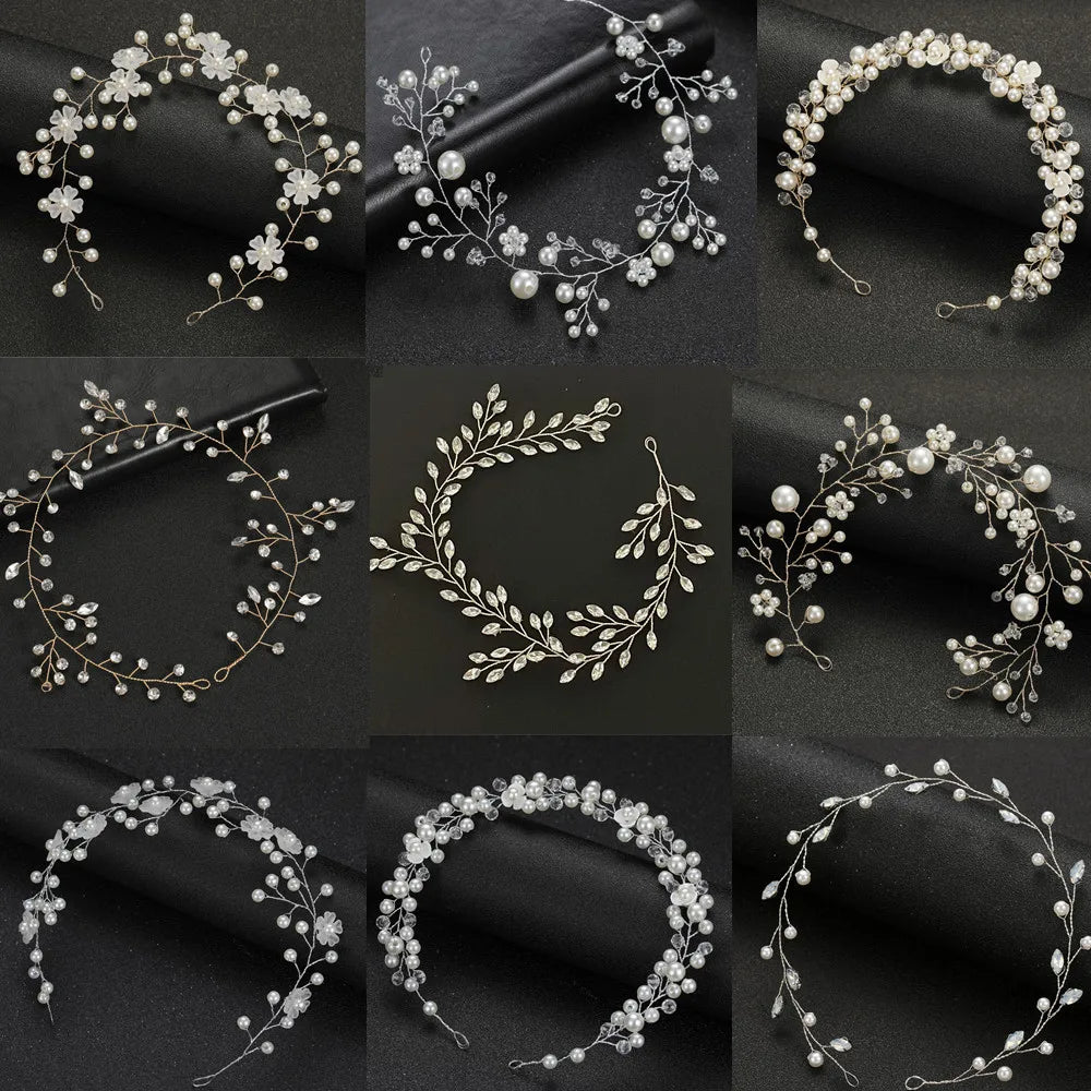 Elegant Women Hair Accessories  Headband Crystal Pearl Hairband Head Ornament Ladies  Hair Jewelry