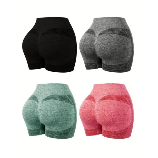 Tight Seamless Yoga Shorts Four-Piece Set  Running Exercise Fitness Shorts