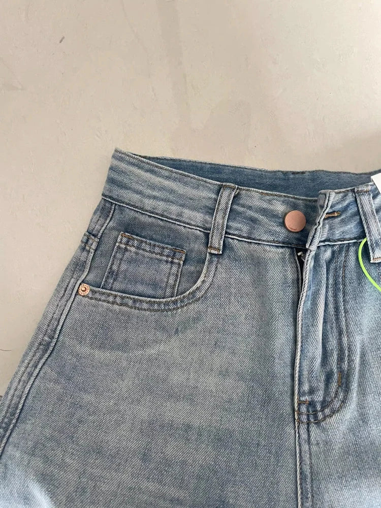 Women's Wide Leg Baggy Jeans Lady Vintage Mid Rise Waist Loose Denim Pants Streetwear Fashion Long Trousers