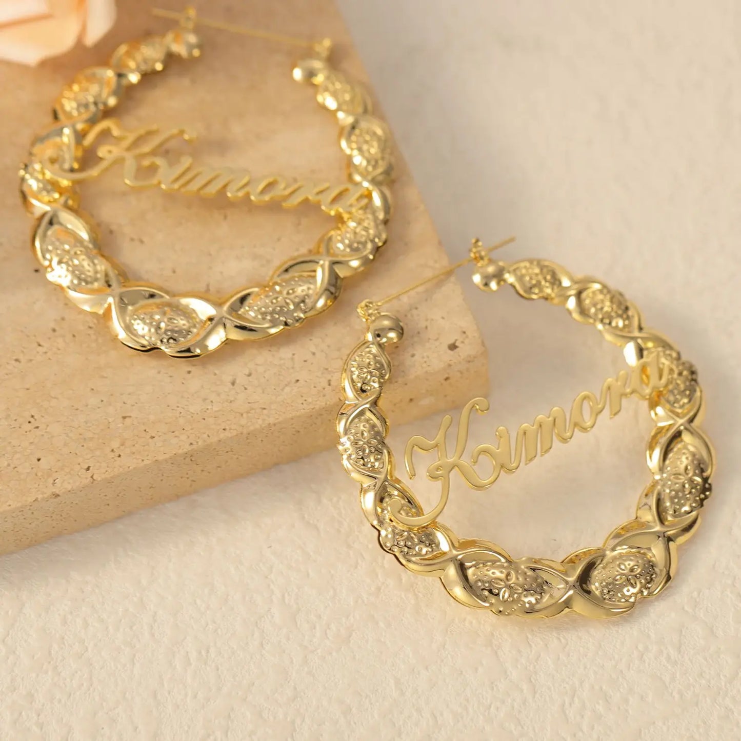 Twisted Hoop Customized Name Earrings