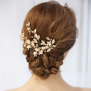 Flower Leaf Crystal Pearl Headband Hairband For Women  Hair Accessories Vine Jewelry Band Headband