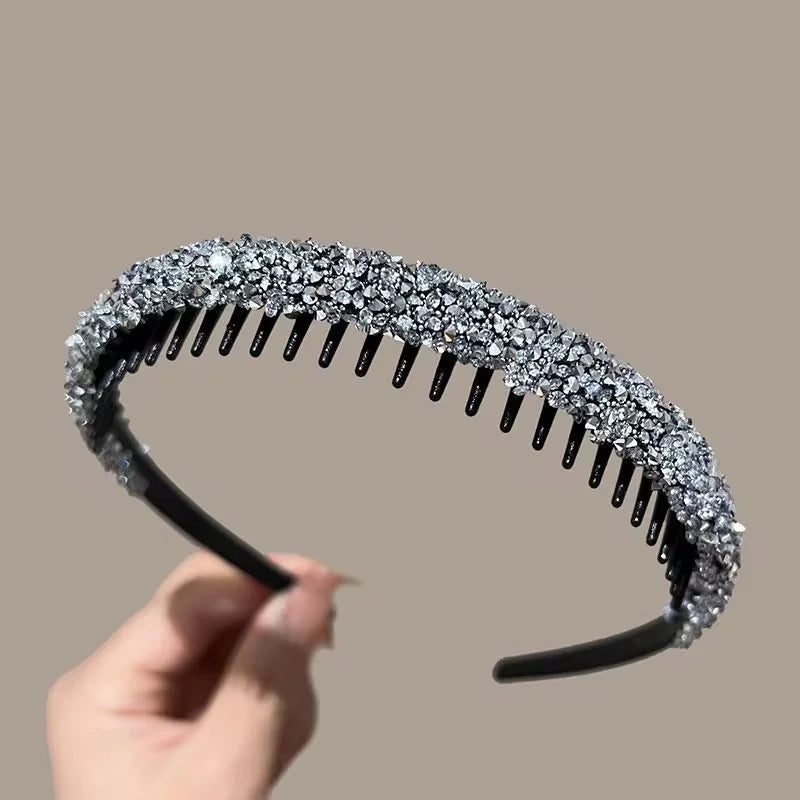 Non-slip Rhinestone Headbands Solid Wave Hairbands for Women Bezel Fashion Hair Hoop Ladies Boutique Hair Accessories