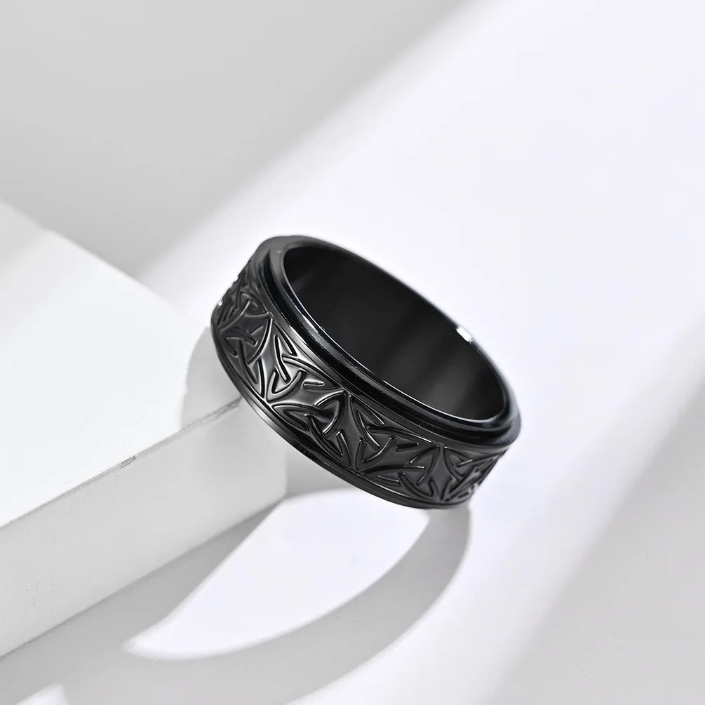 Viking Celtic Knot Rune Rings For Men Rotating Stainless Steel Anti Stress Anxiety Relief pinning Ring