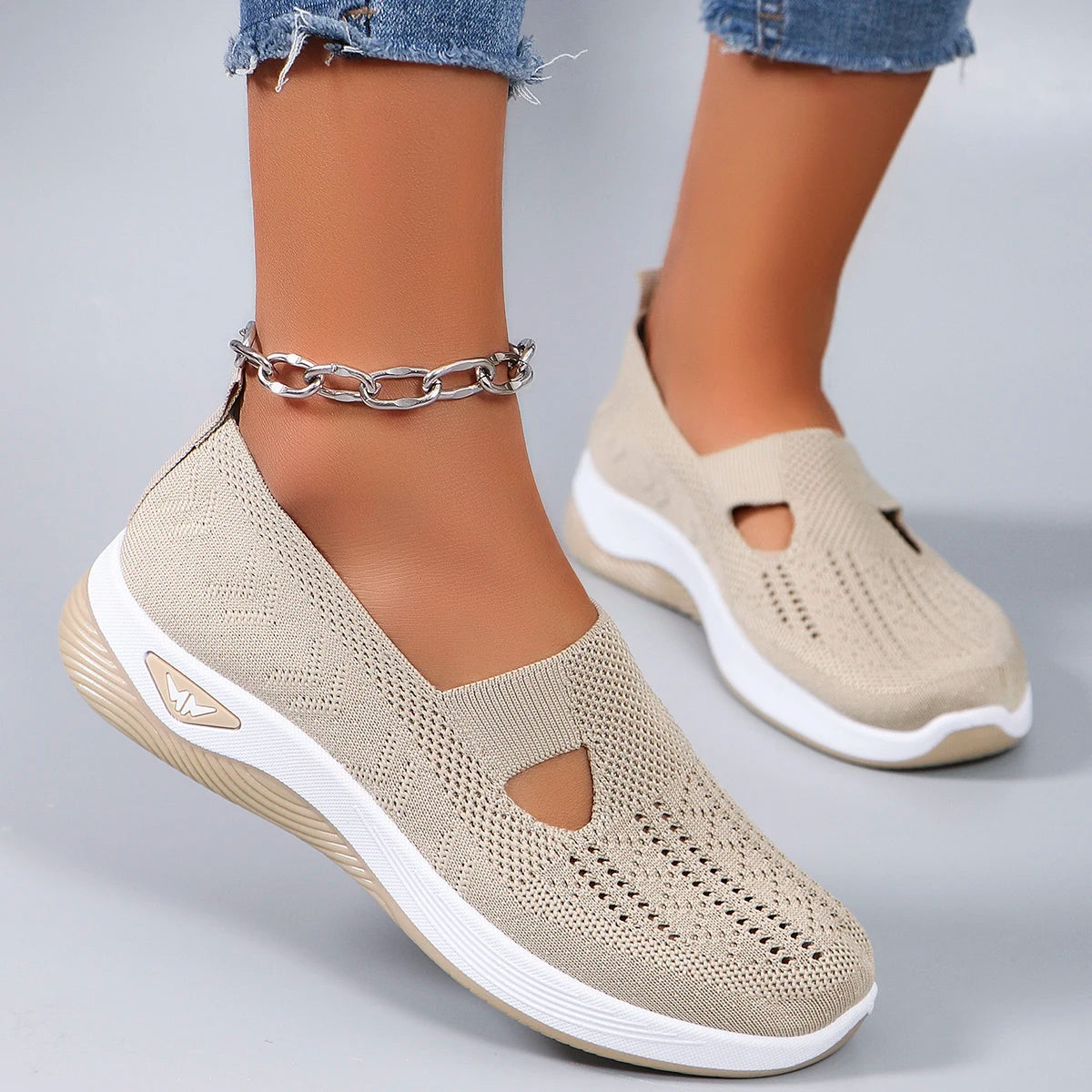 Women's sports shoes, fashionable, breathable, lightweight, non-slip, wear-resistant, casual sports shoes, flat shoes