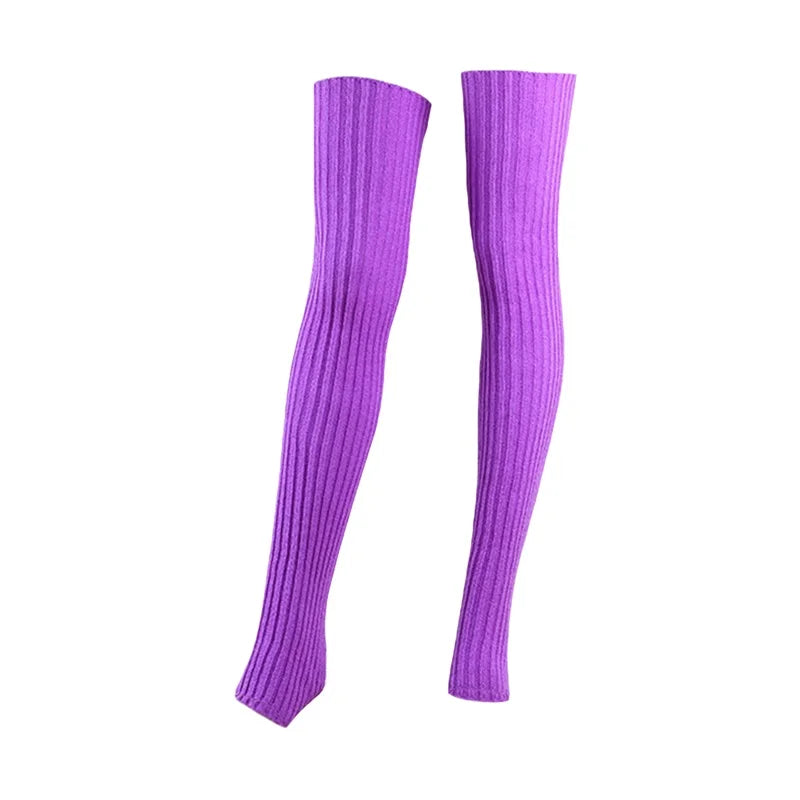 Cable Knit Over the Knee Leg Warmers Boot Socks with Open Toe for Yoga Dance Fitness