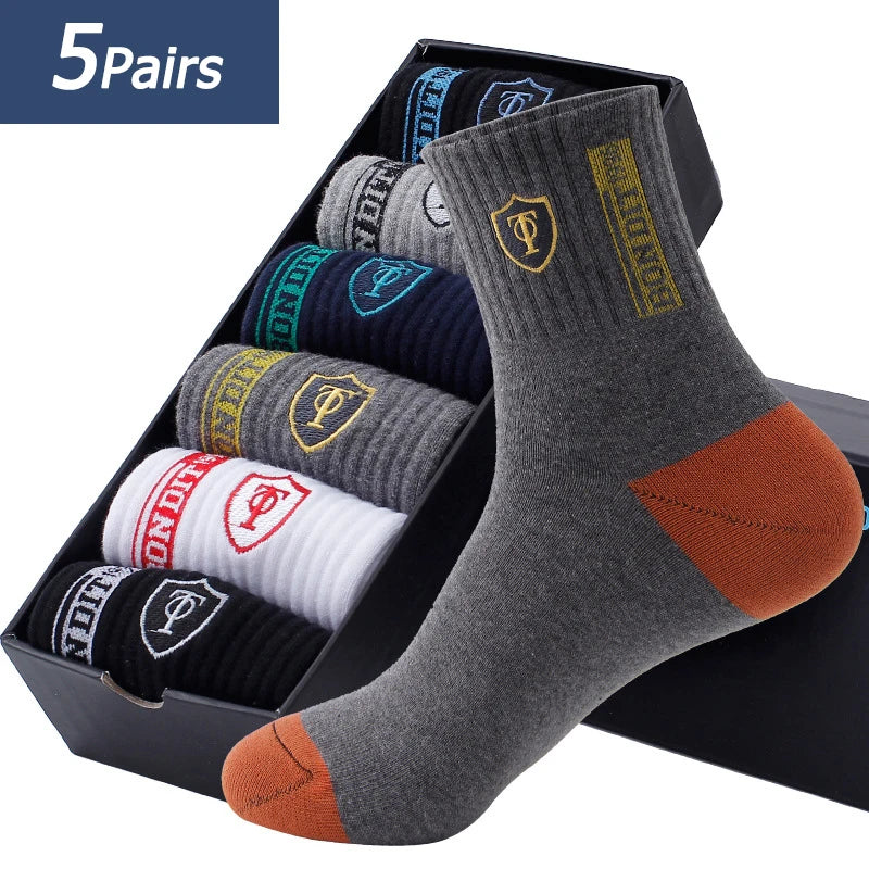 5 Pairs  Mens Sports Socks Summer Leisure Sweat Absorbent Comfortable Thin Breathable Basketball