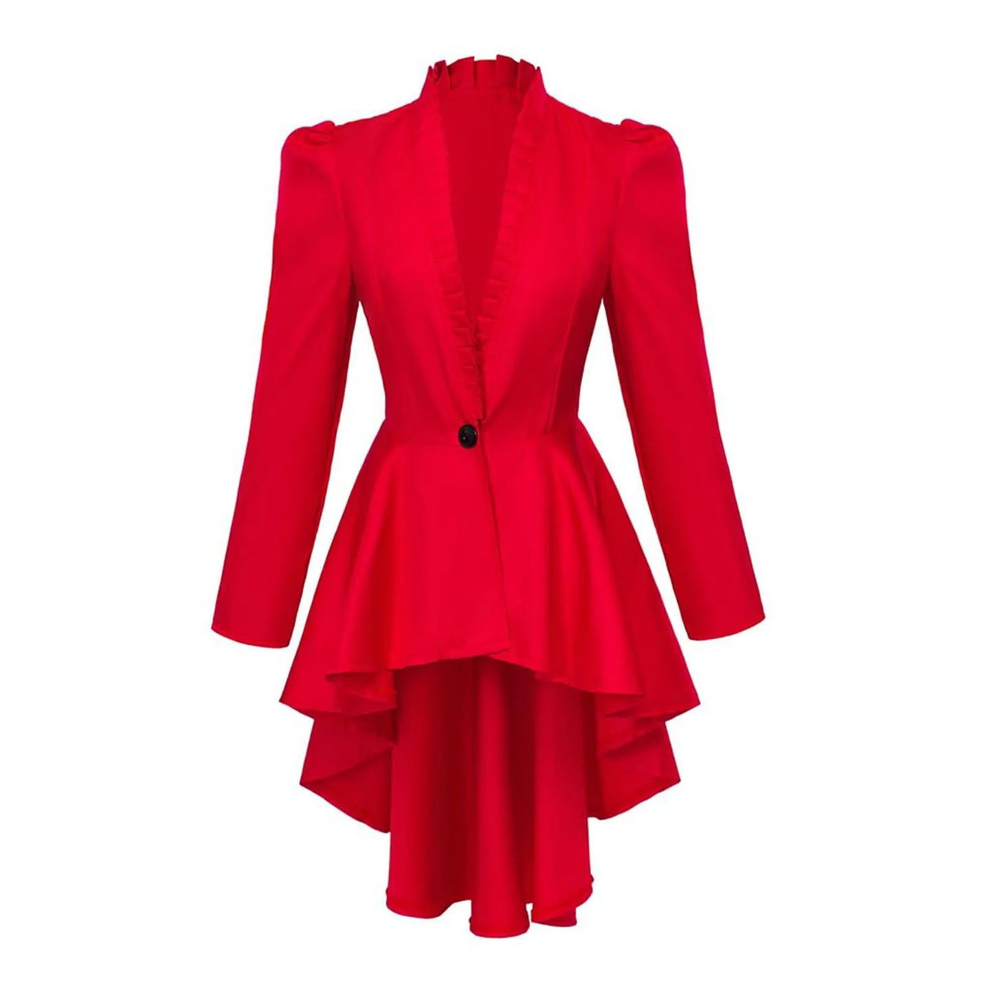 Black/White Stripe Elegant Women Irregular Hem Trench Coat  Vintage One Button Slim Tailcoat