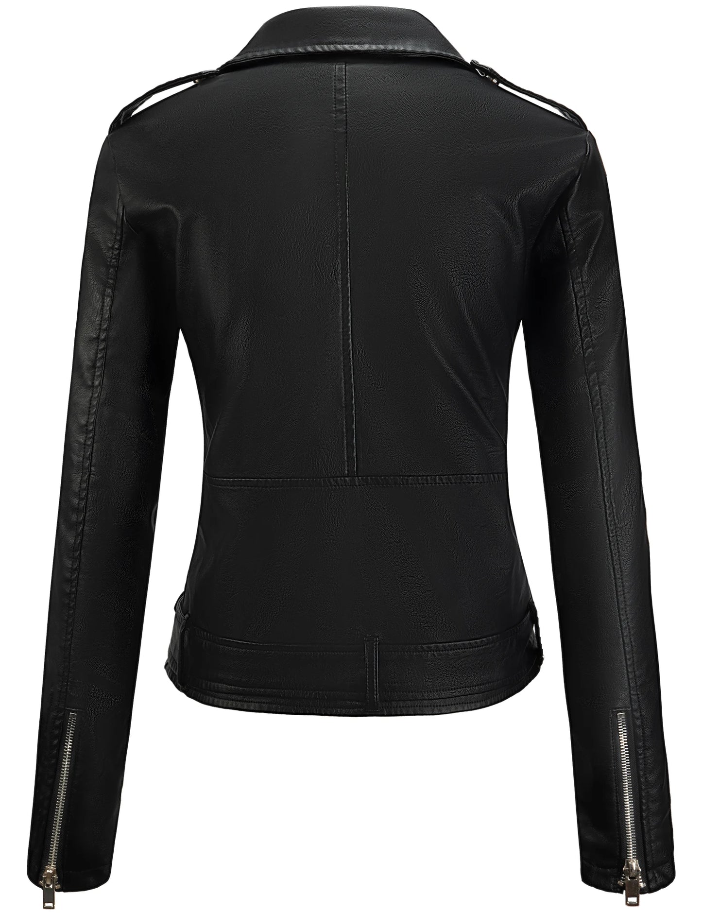 Faux Leather Jacket Black Motorcycle Moto Biker Short Coat