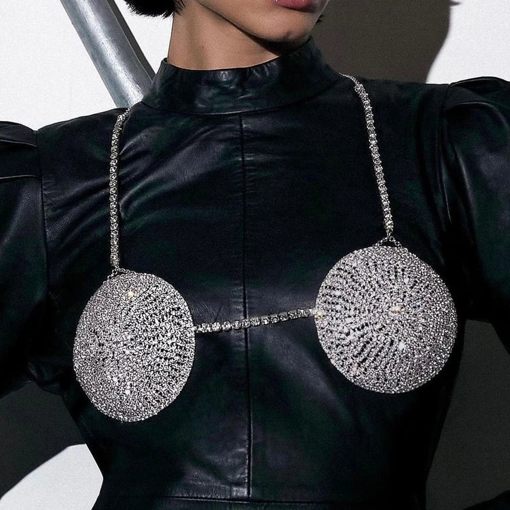 Round Crystal Bra Top Rhinestone Lingerie Chain Body Jewelry