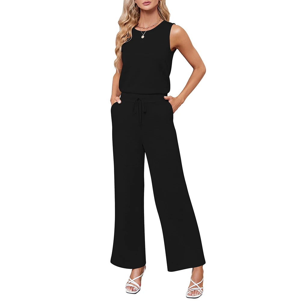 Women Summer Dressy Romper Casual Cotton Blended Crew Neck Romper Solid Color with Pockets Daily Outfit