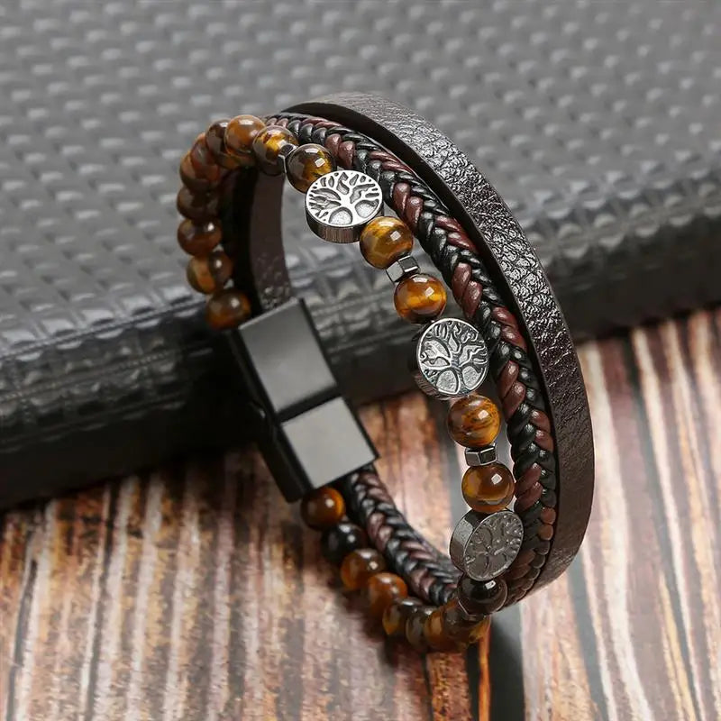 Classic Men's Leather Bracelet  Style Hand-woven Multi-layer Combination Accessory Fashion Man Jewelry