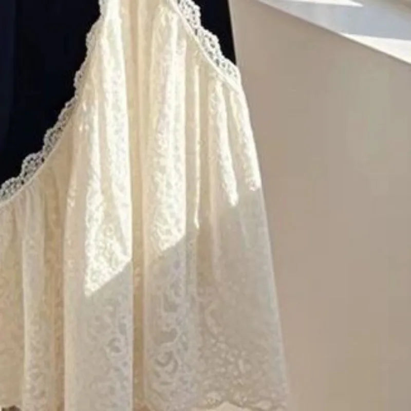 Lace Velvet  A-line Retro Long Skirt