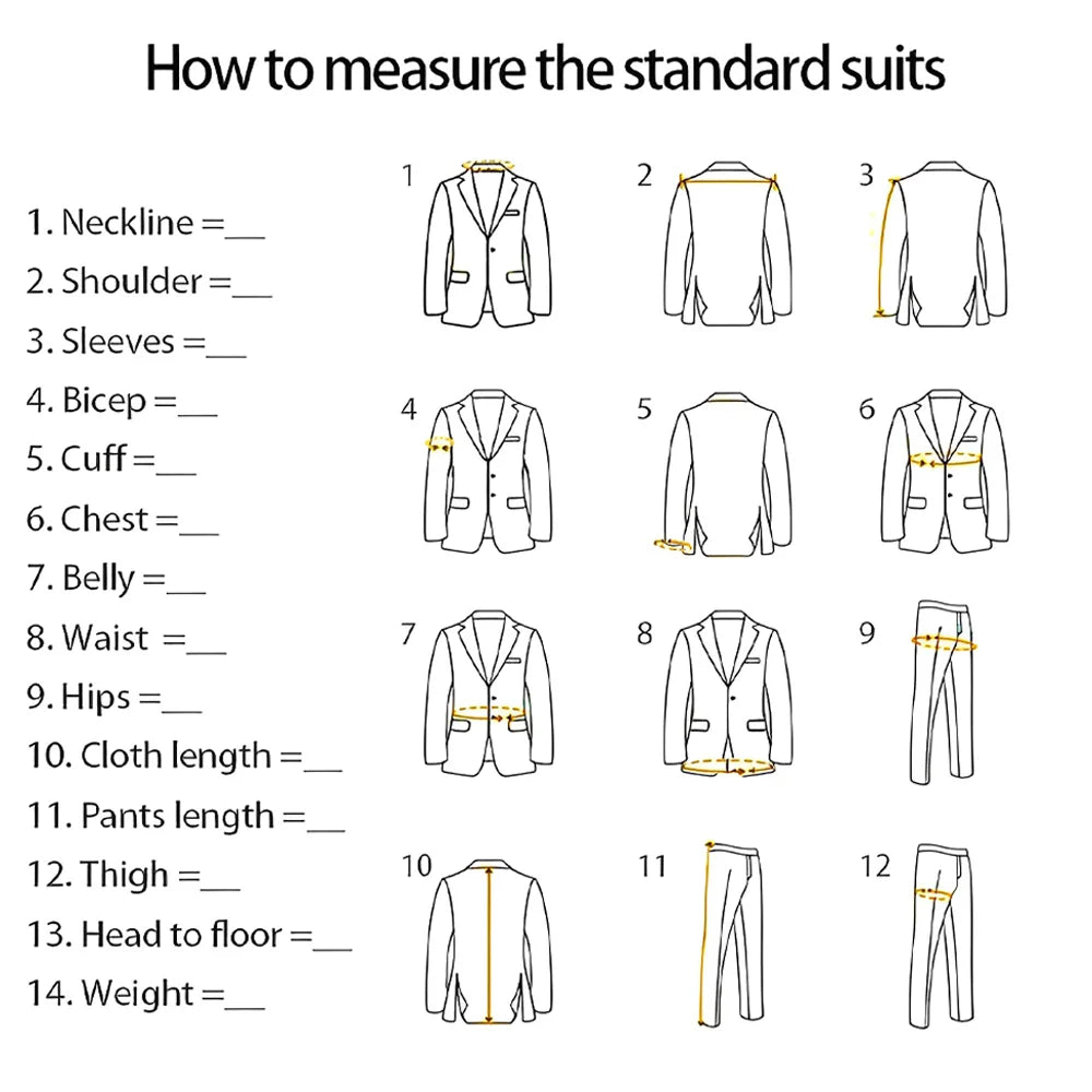 Men's business suit 3-piece set (jacket + vest + trousers) advanced custom men's office formal suit set