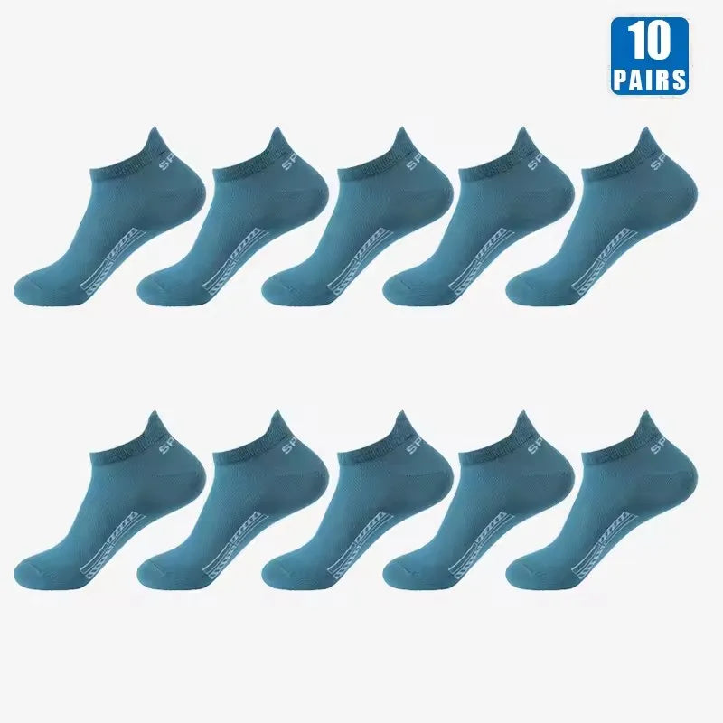 10/20 Pairs Men Short Socks Trendy High-Quality Low Cut Round Neck Ankle Socks Mesh Breathable Sports Casual Men Boat Socks