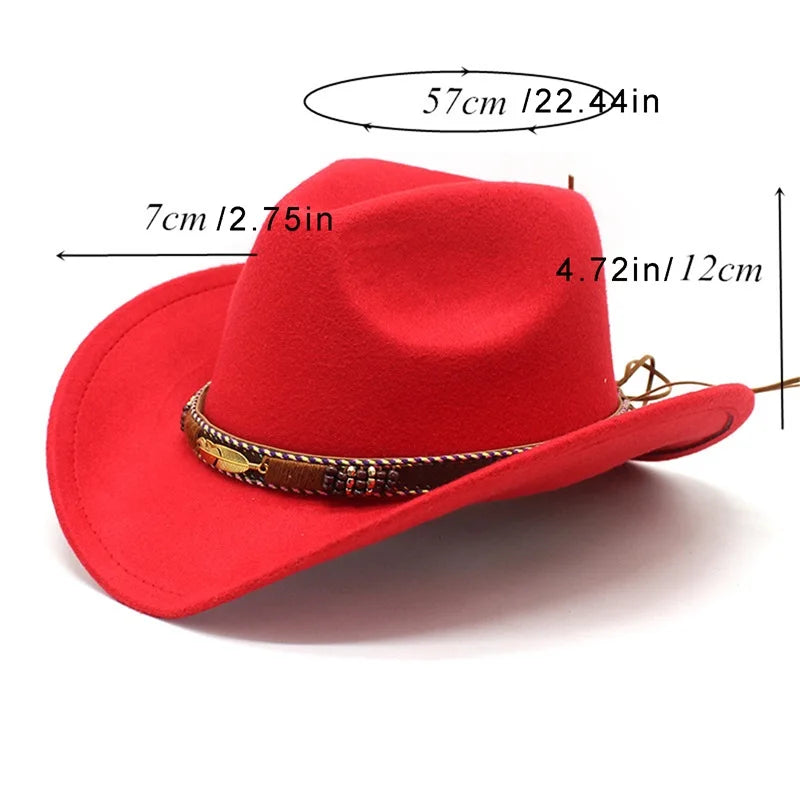 Vintage Style Wide Brim Hat with Leather Band for Men and Women Classic Retro Wool Felt Hat