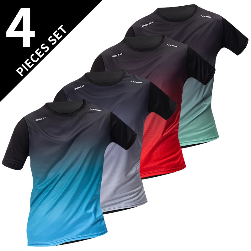 1/4 Pack men's quick-drying sports short sleeve mixed color multi-code casual shirt fashion T-shirt