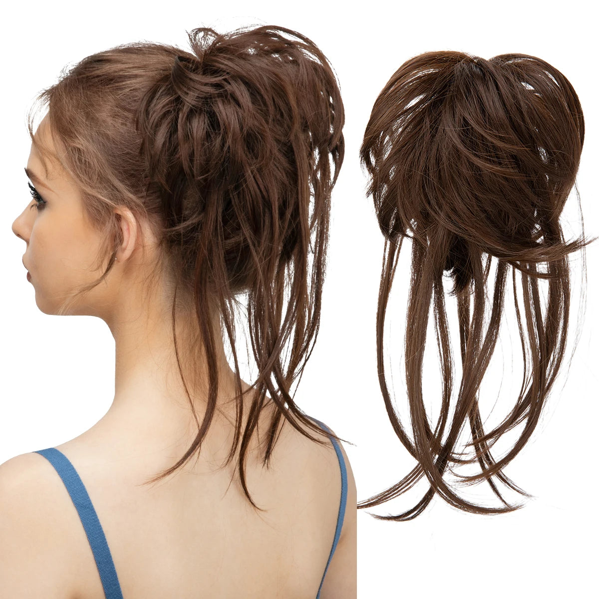 Synthetic Elastic Messy Bun Hairpieces Curly Scrunchie Black Blonde Brown Chignon Band Updo Donut For Women Natural Fake Hair