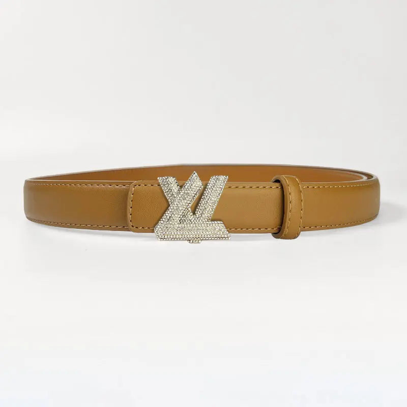 Women's high-end fashion letter belt versatile casual  rhinestone adjustable women's belt light luxury