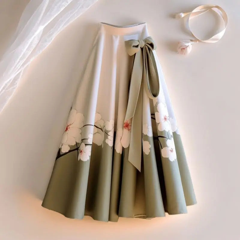 Retro Folded Loose Mid Length Skirt