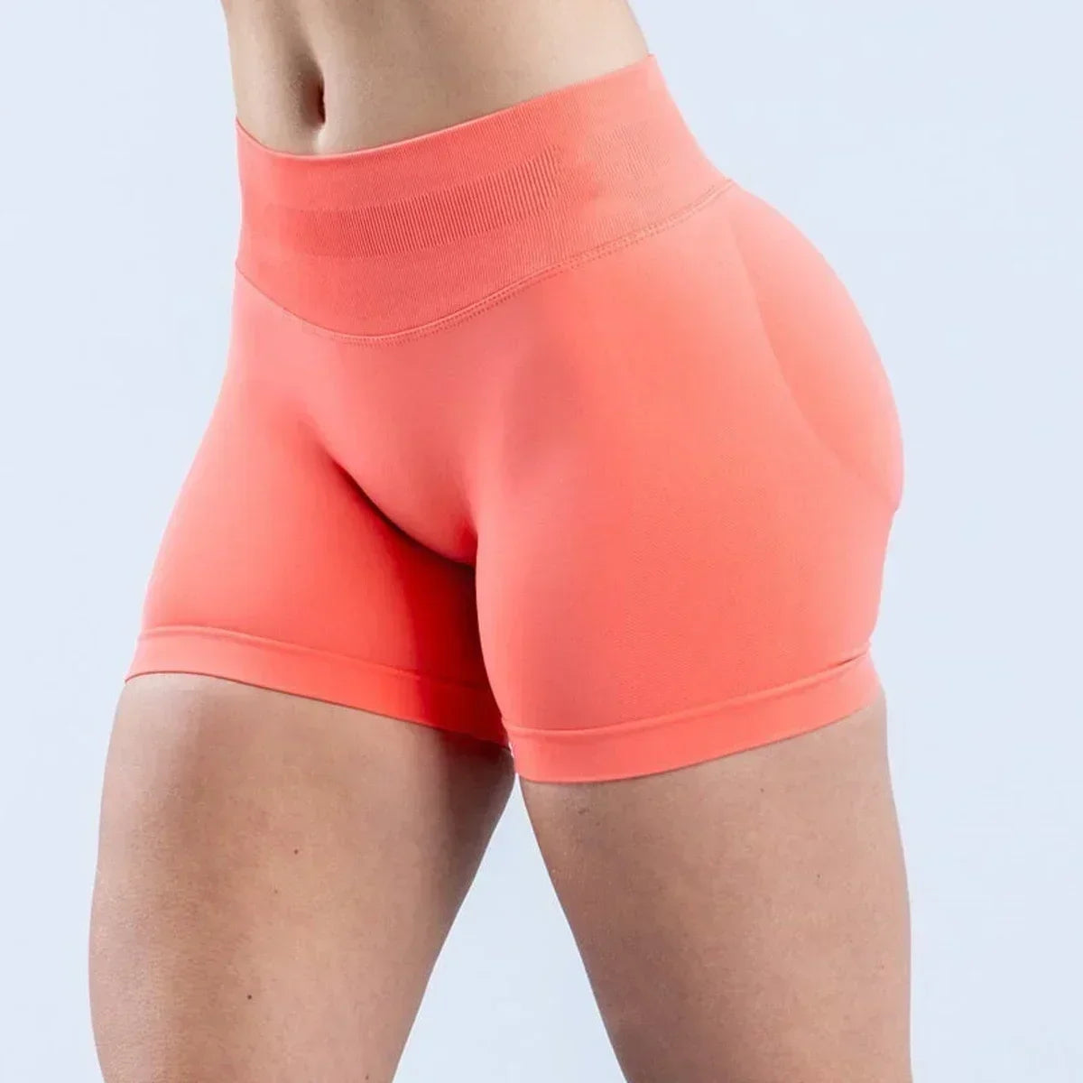 Impact Shorts 4.5 With Logo Low Ribbed Band Yoga Shorts Seamless  Workout Gym Shorts Running Shorts