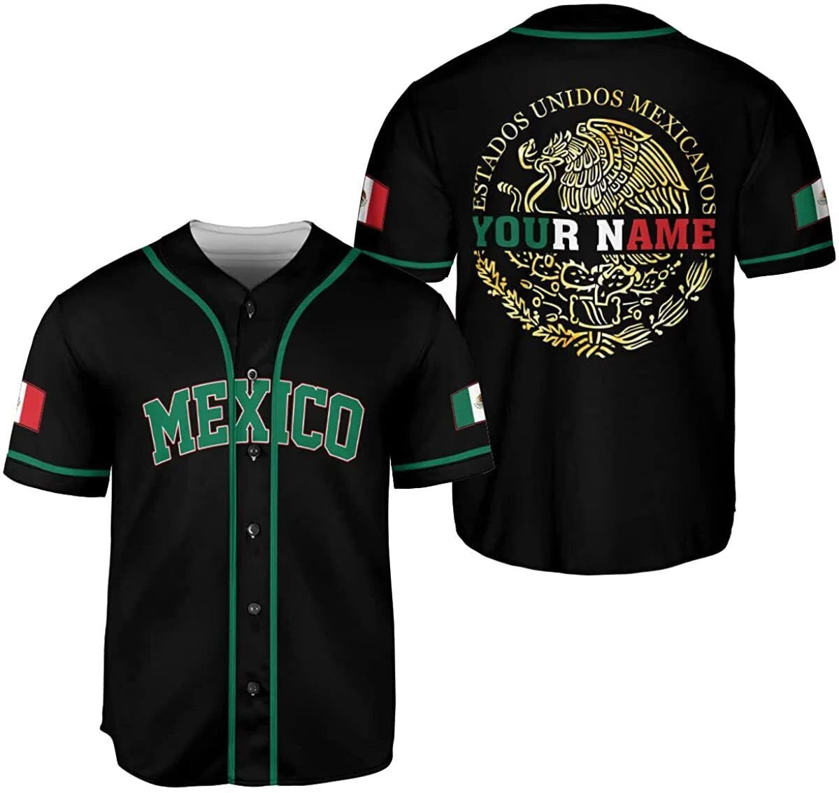 Mexico Flag Badge Baseball Jersey Men's Women's Short Sleeve Jersey Men's Oversize Streetwear Short Sleeve Sports