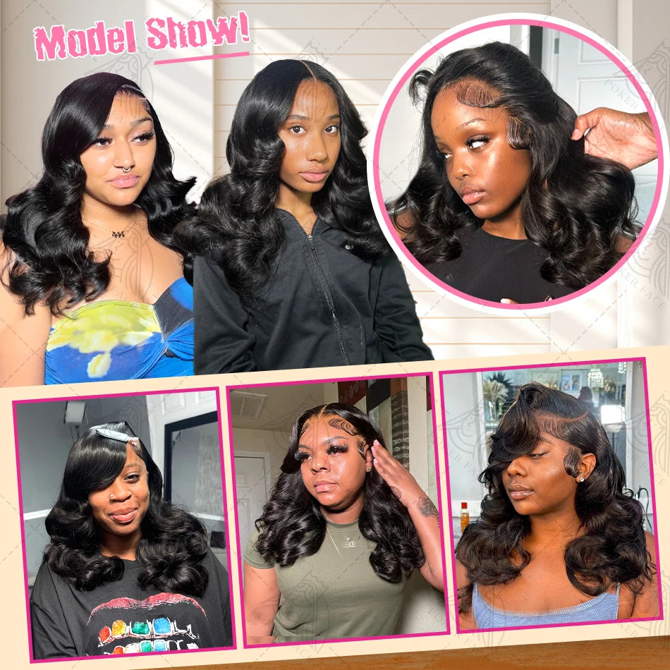 Brazilian Body Wave Short Bob 13x4 13x6 HD Transparent Lace Front Human Hair Wigs 5x5 high density