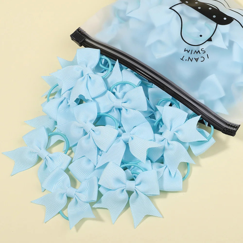 5/10/20Pcs Mini Solid Bows Elastic Hair Bands Small Rubber Band Hair Rope Ponytail Holder Headwear Hair Accessories