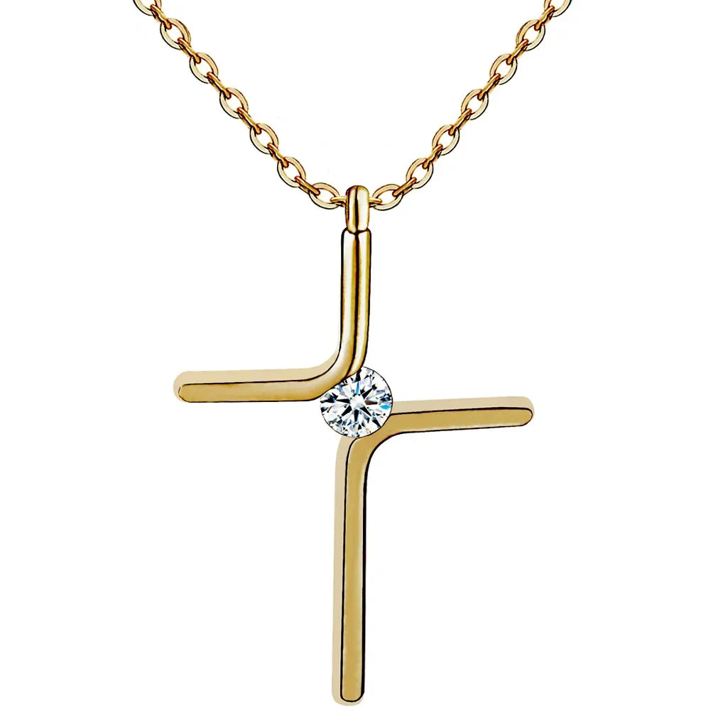 Cross Pendant  Necklace Titanium Steel Plating