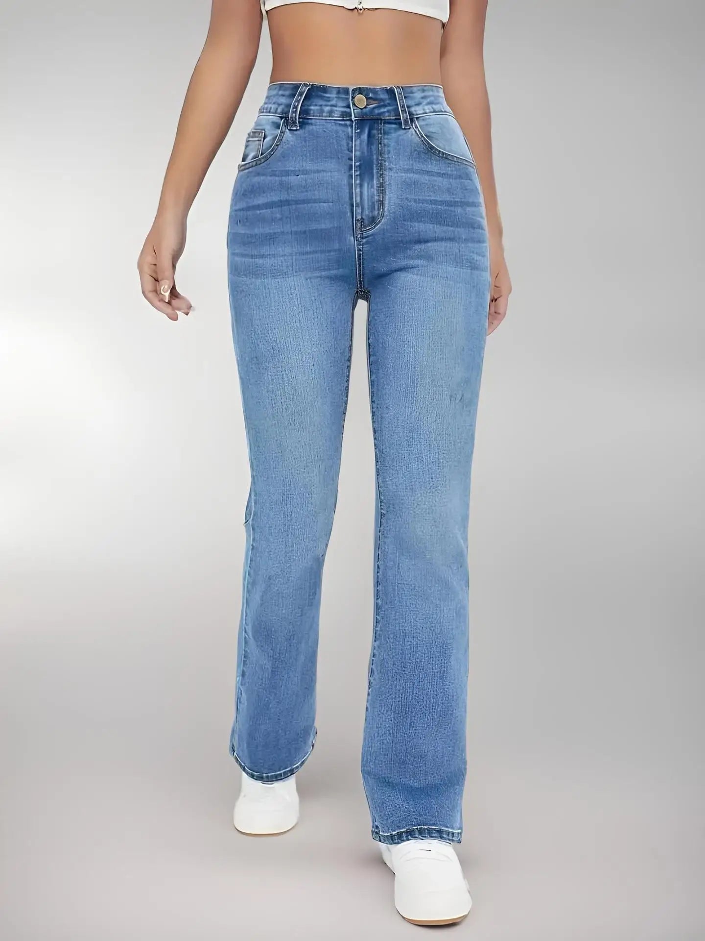 Women's hot jeans slimming European and American style casual versatile high waist washed Denim trousers for women