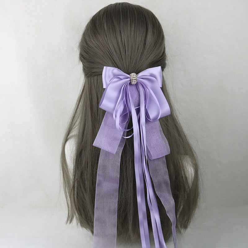 Ribbon Bow Headband With Hairpins Wide Hair Hoop Lace Ruffled Tassels Hair Bands Sweet Hair Accessories