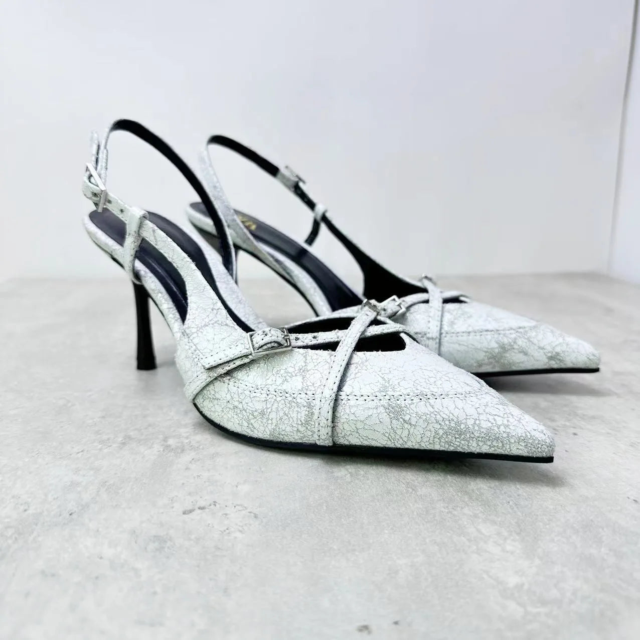Sexy High Heels Pumps Shoes Pointed Toe Slingbacks Denim
