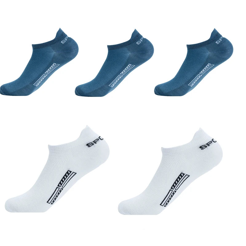 5 Pairs/Lot High Quality Men Ankle Socks Breathable Cotton Sports Mesh Casual Athletic Thin Cut Short Plus Size
