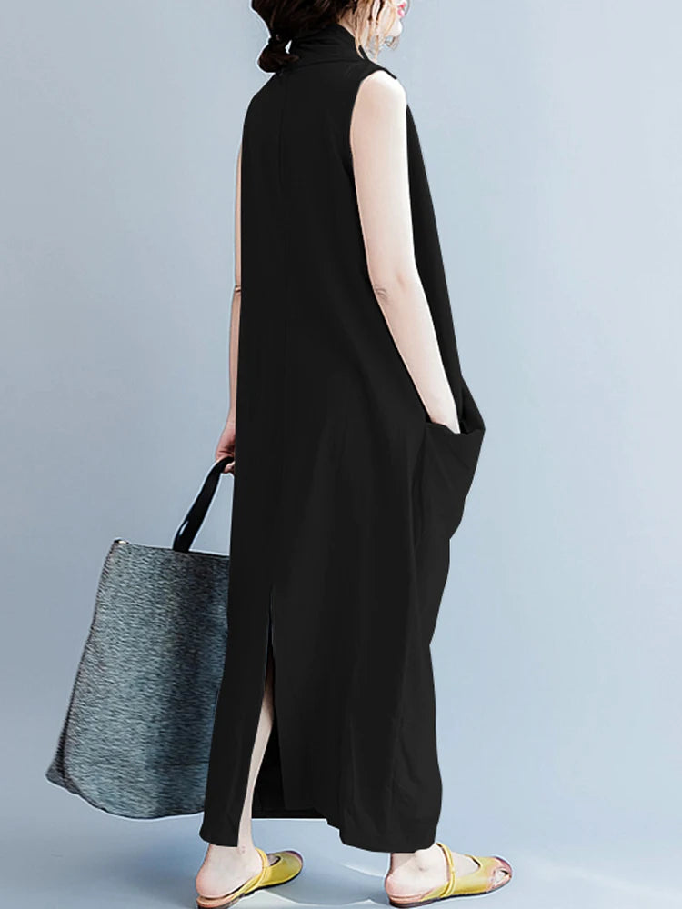 Oversize Asymmetrical Maxi Dress Summer Women's Sundress Female V Neck
