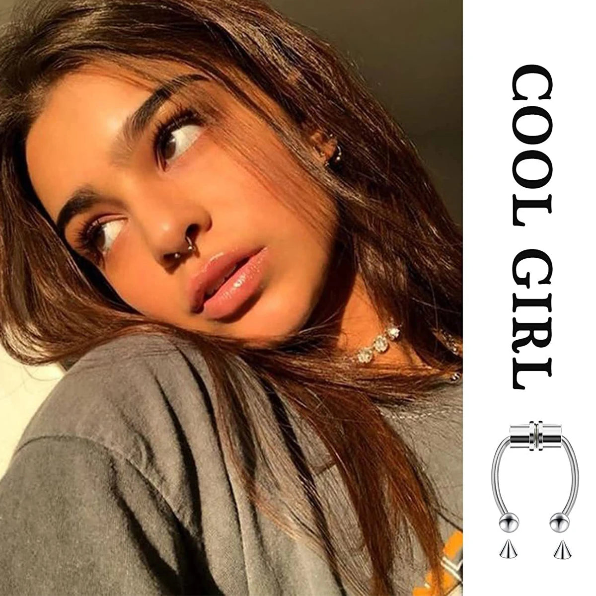 25 Pcs  Septum Nose Rings Hoops Stainless Steel Faux Piercing Jewelry