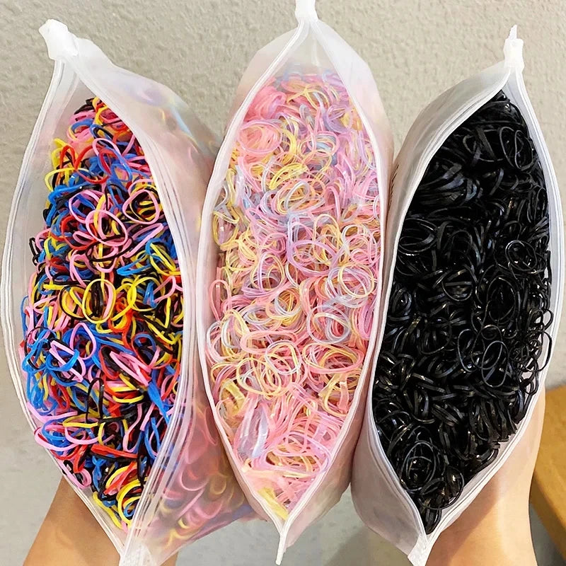 1000pcs/Pack Colorful Small Disposable Rubber Bands Gum For Ponytail Hold Scrunchie Hair Bands Fashion Hair Accessories