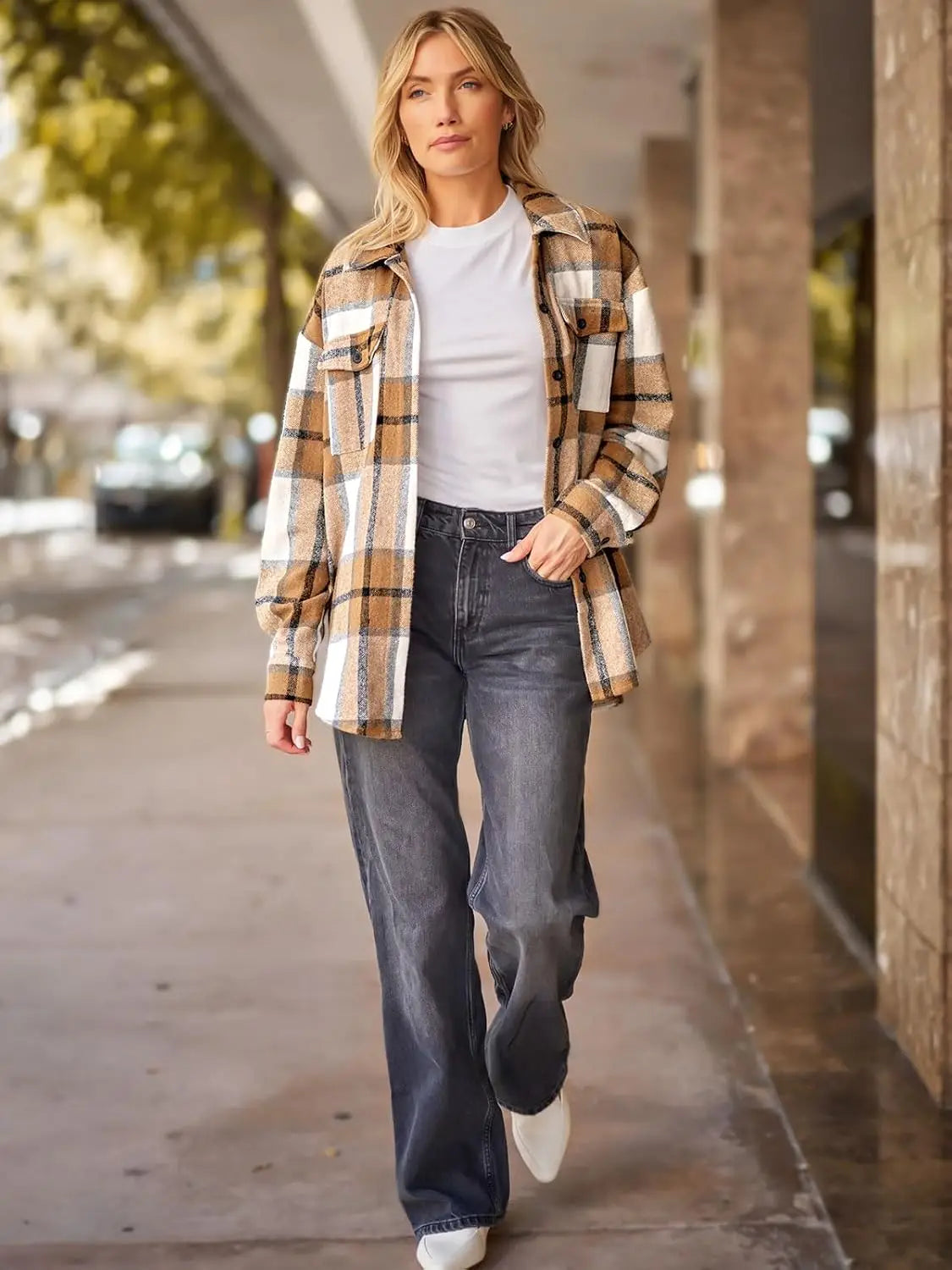 Flannel Plaid Button Down Long Sleeve Shirts Jackets