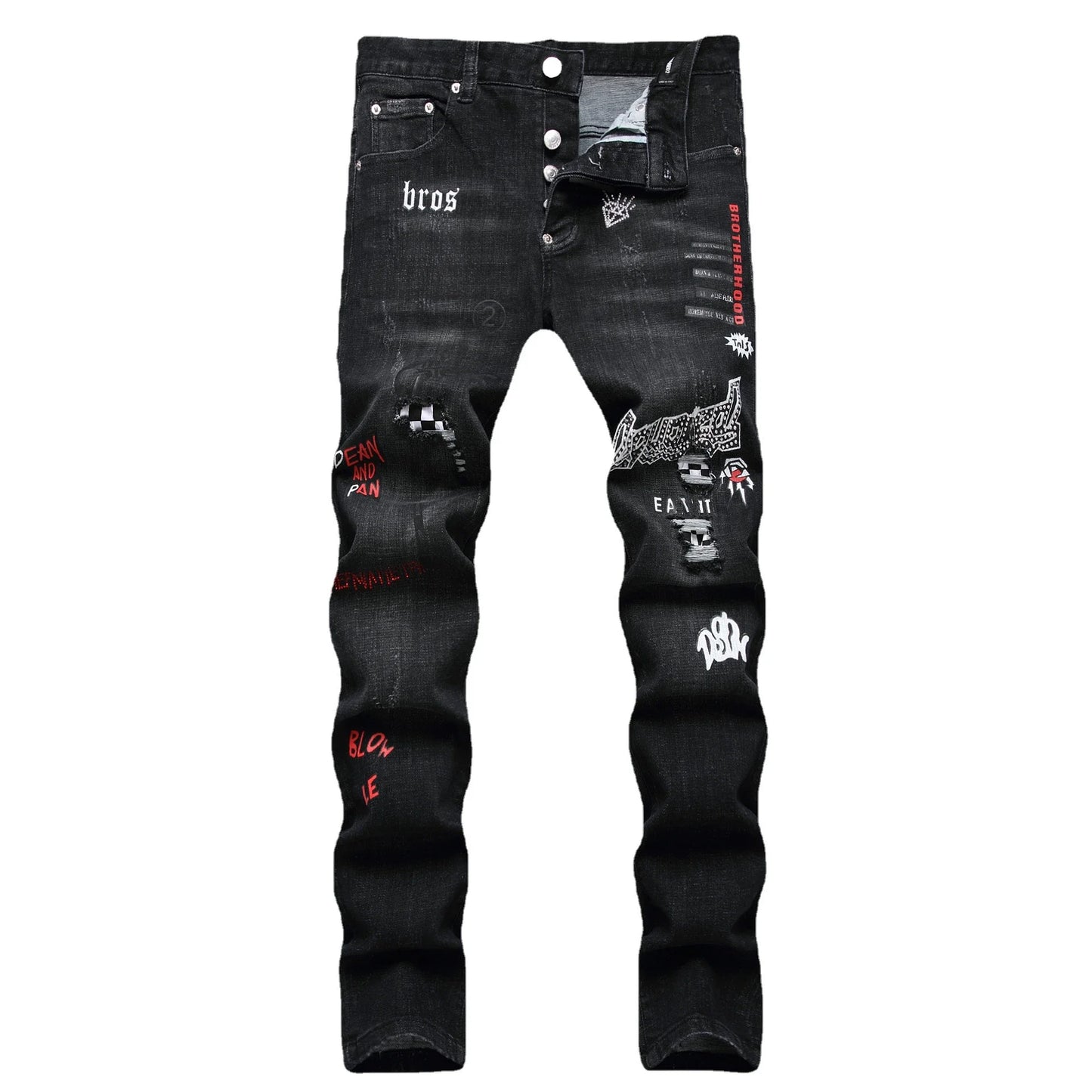 Skinny Denim Jeans Holes Jeans Italian Style Stretch Ripped Denim Pants Quality Denim Trousers
