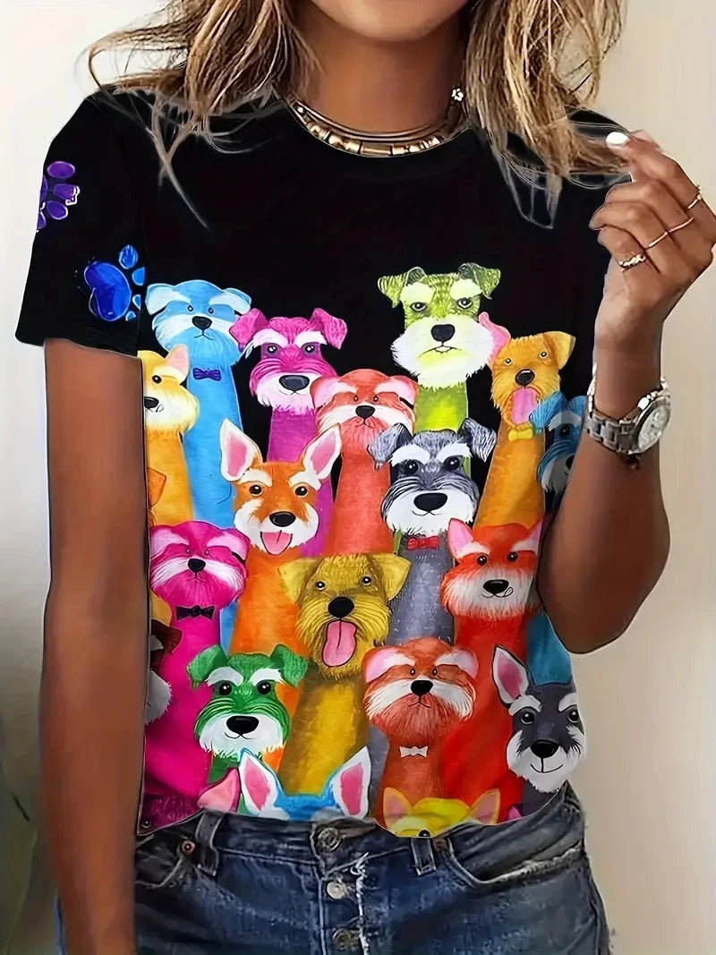 Print Tees Casual Street Tops Woman Clothing Short Sleeve Women's T-Shirt Chic