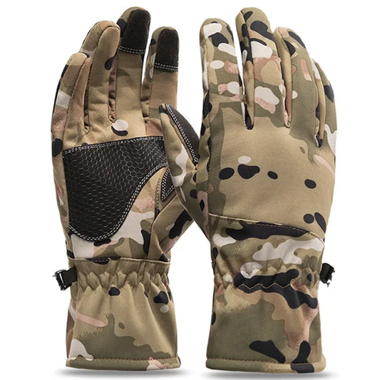 Camouflage Fleece Thickened Ski Gloves Warm Non-slip Windproof And Waterproof Touch Screen Hiking Glove