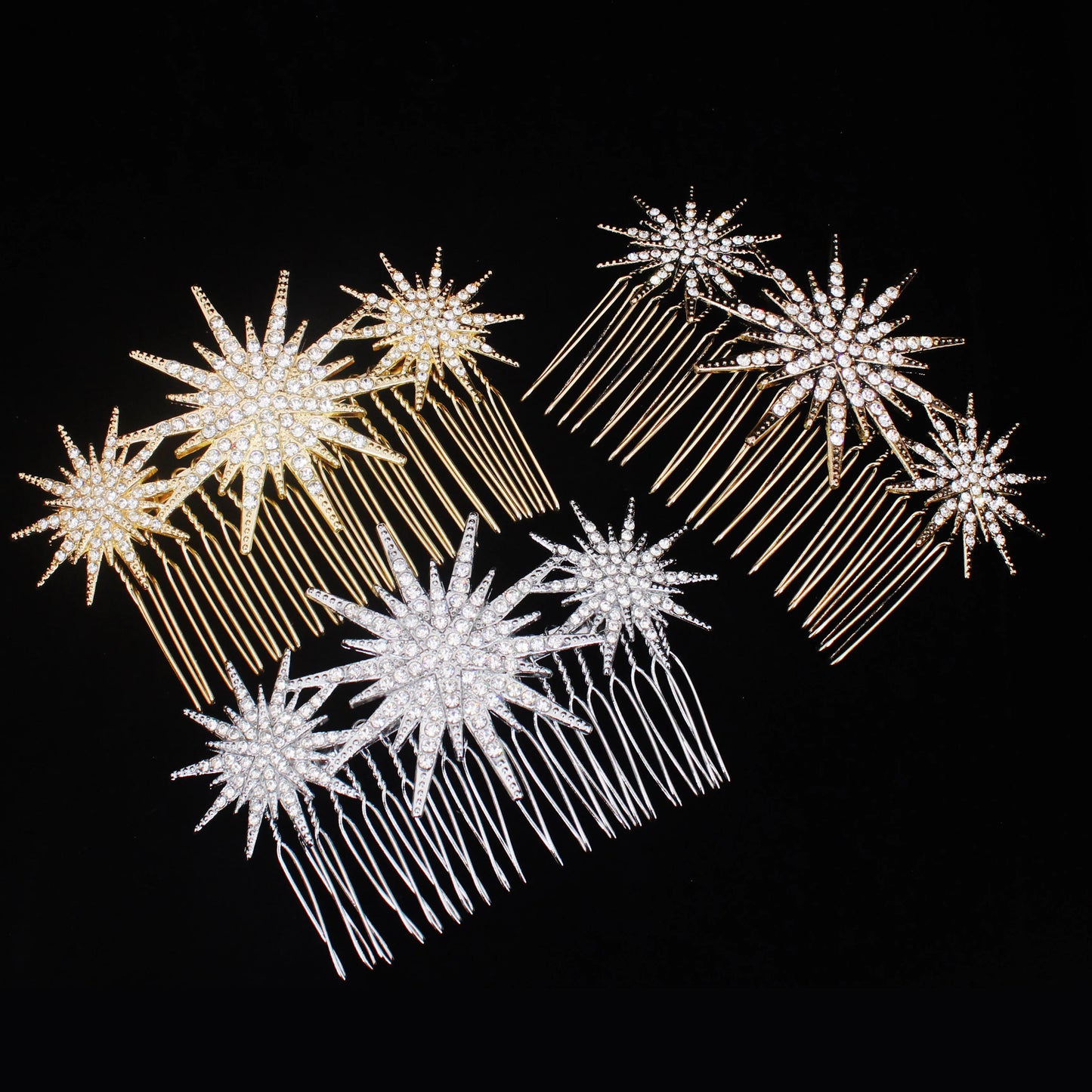 Hair Accessories Crystal Star Hair Combs Clips Jewelry for Women Rhinestone Headpiece Party