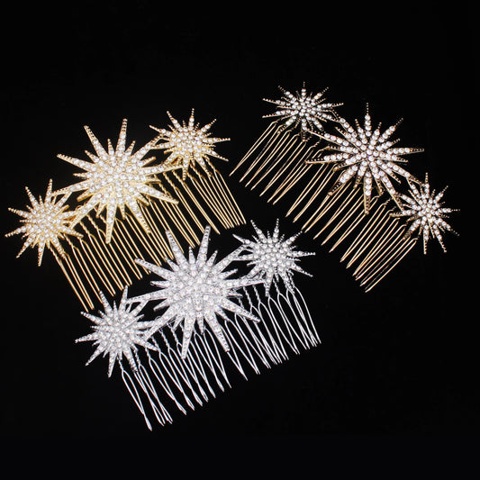 Hair Accessories Crystal Star Hair Combs Clips Jewelry for Women Rhinestone Headpiece Party