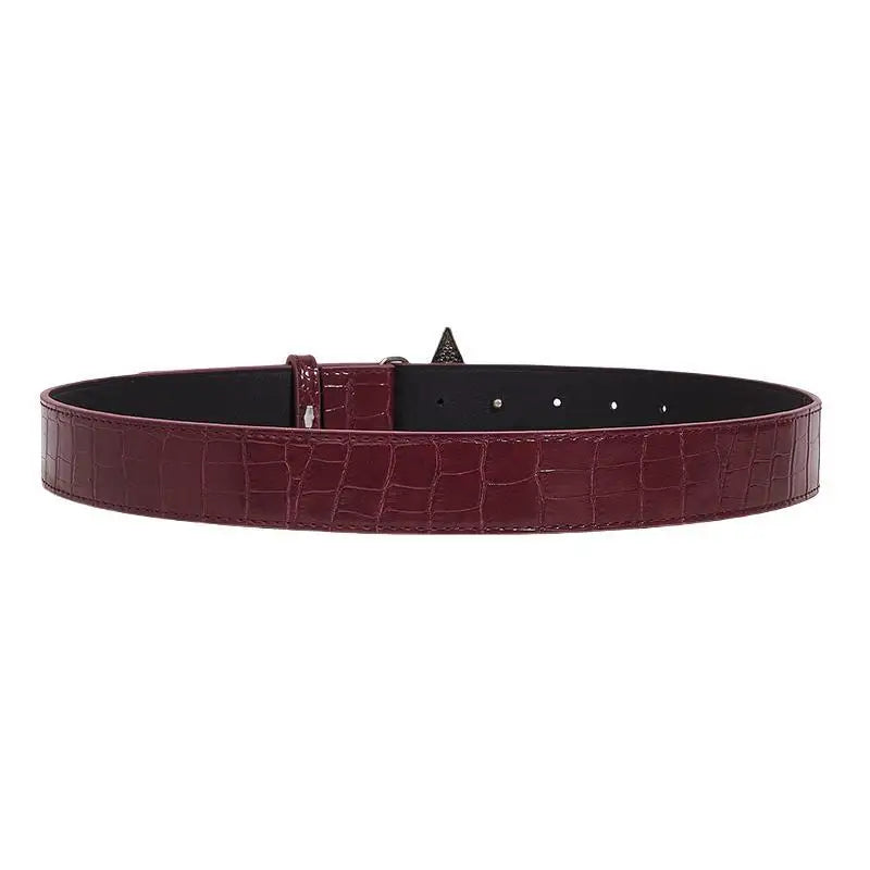 Retro Women's Belt Fashion Trend All-match Jeans Accessories  Five-pointed Star Buckle Pu Waistband