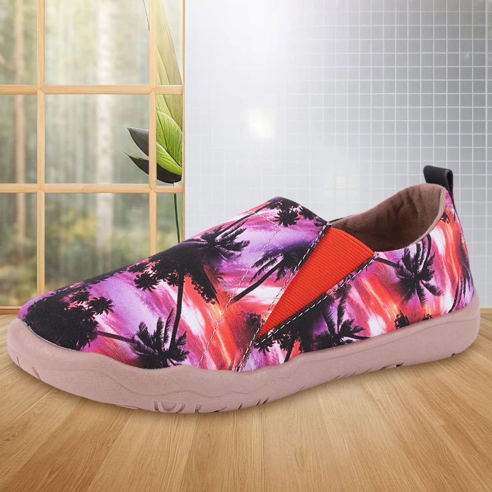 Art Painted Loafers Canvas Walking Shoes Anti Slip Slip On Flats Breathable Lightweight Walking Loafers