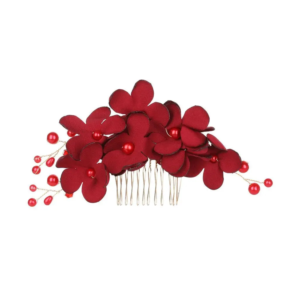 Fashion Red/Pink/Champagne Romantic Flower Hair Clip Hairpin Comb Accessories